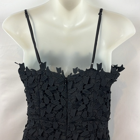 Bardot Liana Leaf Lace Overlay Lined Sleeveless Midi Black Dress Size S - 4 - Picture 10 of 16